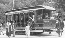 The Allentown-Kutztown trolley at Dorney Park in 1922 1922 - Dorney Park Allentown-Kutztown Trolley.jpg