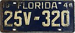 Tahun 1946 Florida lisensi plate.JPG