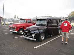 View of the same trucks, from the International truck side