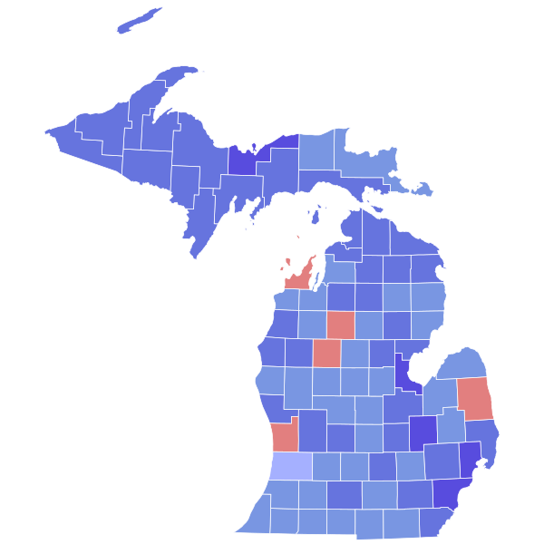 File:1970 United States Senate election in Michigan results map by county.svg