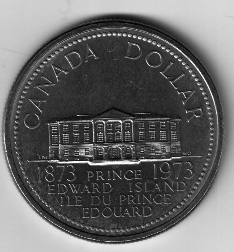 0.08 долларов. 1 Доллар никель 1973 присоединения остроа. Canada Nickel.