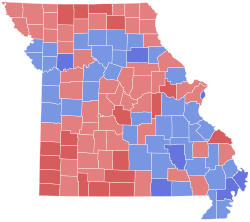 1976 Missouri gubernatorial election results map by county.svg