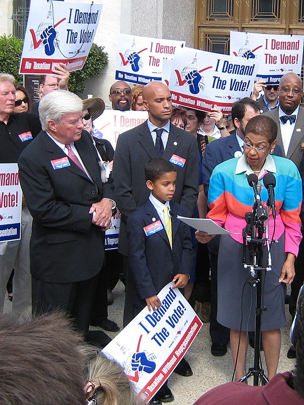 Jack Kemp, Adrian Fenty, and Norton at D.C. Vote rally on Capitol Hill