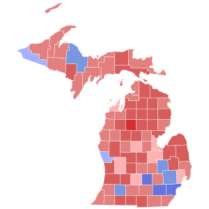 2018 Michigan Attorney General election results map by county.svg