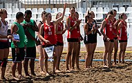 Deutsch: Beachhandball Weltmeisterschaften 2022; Tag 2: 22. Juli 2022 – Frauen, Vorrunde, Deutschland-Norwegen 0:2 (19:14, 27:20) English: 2022 Beach handball World Championships; Day 2: 22 July – Women Preliminary Round – Germany-Norway 0:2 (19:14, 27:20)
