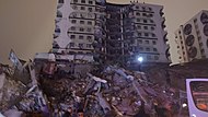 collapsed building, Diyarbakır, Turkey