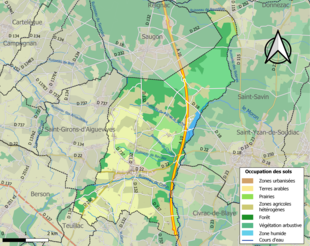 Kolorowa mapa przedstawiająca użytkowanie gruntów.