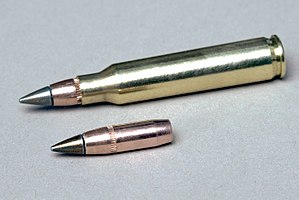 Image of two gun cartridges, one larger than the other. Photo courtesy of the U.S. Army