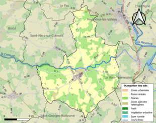 Barevná mapa znázorňující využití půdy.