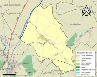 Kolorowa mapa przedstawiająca użytkowanie gruntów.