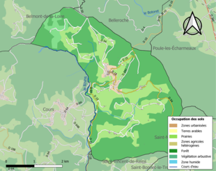 Kolorowa mapa przedstawiająca zagospodarowanie terenu.