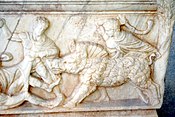 Sarcophagus with Calydonian Boar hunt. Athens, 2nd century