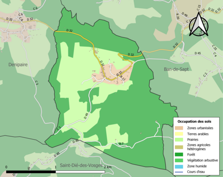 Carte en couleurs présentant l'occupation des sols.