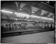 Former fare control area on the now-closed uptown side platform in 1978 96114 STREET STATION. UPTOWN CONTROL AREA. - Interborough Rapid Transit Subway (Original Line), New York, New York County, NY HAER NY,31-NEYO,86-21.tif