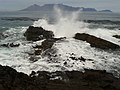 ASC Leiden - Rietveld Collection - 26 - Breaking waves on Robben Island coast. View of Table Mountain - 2015.jpg