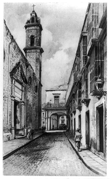 File:A Narrow street in old Havana, Cuba, church on left LCCN89707768.jpg