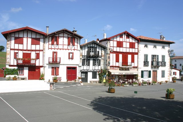 Ainhoa village houses showing some aspects of traditional Basque architecture
