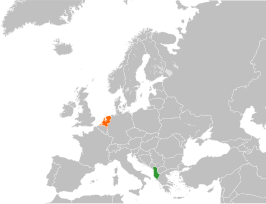 Kaart met daarop Nederland en Albanië