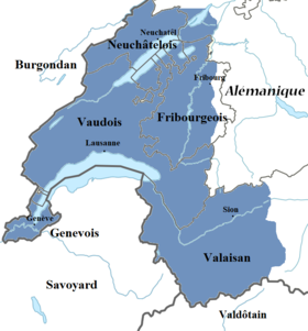 Carte des dialectes francoprovençaux en Suisse