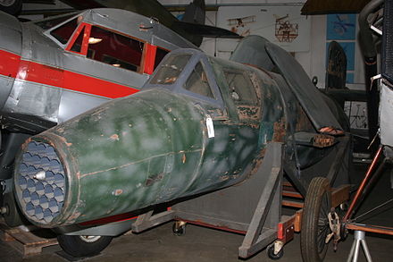 The surviving Bachem Ba 349A-1 at the Smithsonian Institution's Paul E. Garber Preservation, Restoration, and Storage Facility in Suitland, Maryland