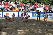 Deutsch: Beachhandball Europameisterschaften 2019 (Beach handball Euro); Tag 4: 5. Juli 2019 – Frauen, Viertelfinale, Spanien-Ungarn 1:2 (14:16, 26:16, 2:5) English: Beach handball Euro; Day 4: 5 July 2019 – Quarter Final Women – Spain-Hungary 1:2 (14:16, 26:16, 2:5)