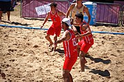 Deutsch: Beachhandball bei den Olympischen Jugendspielen 2018; Tag 4, 10. Oktober 2018; Jungs, Vorrunde, Gruppe B - Italien-Argentinien 1:2 English: Beach handball at the 2018 Summer Youth Olympics at 10 October 2018 – Boys Preliminary Round Group B‎ – Italy-Argentina 1:2