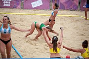 Deutsch: Beachhandball bei den Olympischen Jugendspielen 2018; Tag 5, 10. November 2018; Mädchen, Hauptrunde - Ungarn-Argentinien 1:2 English: Beach handball at the 2018 Summer Youth Olympics at 11 October 2018 – Girls Main Round – Hungary-Argentina 1:2