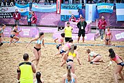 Deutsch: Beachhandball bei den Olympischen Jugendspielen 2018; Tag 6, 12. Oktober 2018; Mädchen, Hauptrundenspiel – Chinese Taipei (Taiwan)-Argentinien 1:2 English: Beach handball at the 2018 Summer Youth Olympics at 12 October 2018 – Girls Main Round – Chinese Taipei (Taiwan)-Argentina 1:2