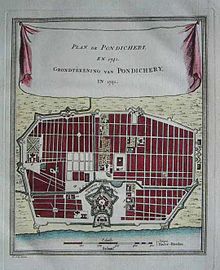 Bellin's plan of Pondicherry, a copperplate engraving Bellin's plan of Pondicherry, a copperplate engraving.jpg