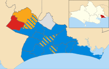 Map of results of 2007 election Bournemouth UK local election 2007 map.svg