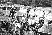 RAD-arbeidere bygger vei 1936. Foto: Deutsches Bundesarchiv