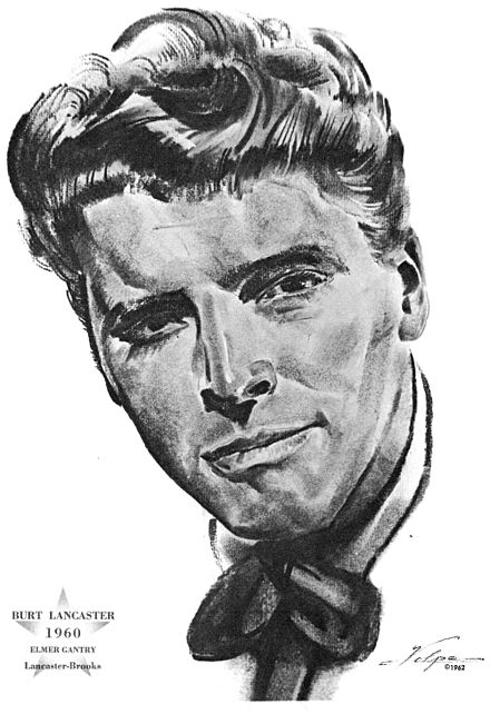Drawing of Lancaster after he won an Oscar for Elmer Gantry (1960). Artist: Nicholas Volpe