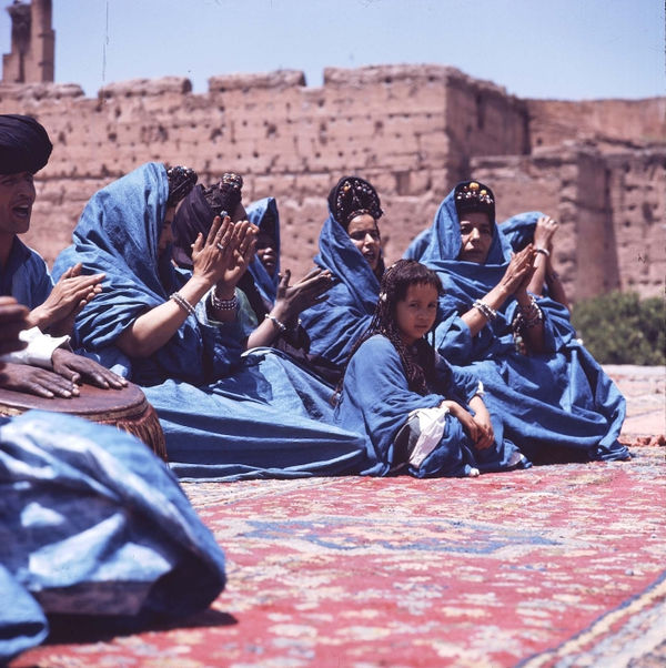 Dance group of Sanhaja from the western Sahara at the National Folklore Festival at Marrakech