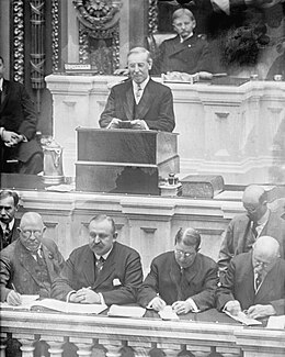 Wilson giving his first State of the Union address, the first time since 1800 a president addressed Congress in person. CONGRESS, U.S. OPENING MESSAGE, 63RD CONGRESS.jpg
