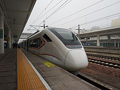 CRH6A trains operating on Zhengzhou-Jiaozuo intercity railway at the station