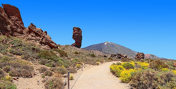 The Roques de García, the Roque Cinchado, and the Mount Teide Tenerife