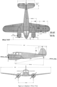 3-view line drawing of the Cessna AT-17 Bobcat.