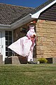 A homemade scarecrow, seen outside the village hall in Chillerton for the Chillerton & Gatcombe Scarecrow Festival 2011, on the Isle of Wight.