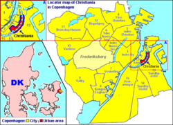 Location of クリスチャニア (コペンハーゲン)