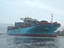 Container ship Maersk Edmonton approaches Hamburg in November 2013