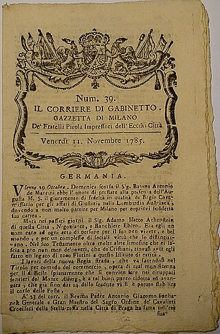 <i>Il Corriere di Gabinetto - Gazzetta di Milano</i> Defuncs Italian newspaper (1794–1797)