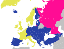 Council of Europe member states as of 16 March 2022.
.mw-parser-output .legend{page-break-inside:avoid;break-inside:avoid-column}.mw-parser-output .legend-color{display:inline-block;min-width:1.25em;height:1.25em;line-height:1.25;margin:1px 0;text-align:center;border:1px solid black;background-color:transparent;color:black}.mw-parser-output .legend-text{}
Founding member states
Subsequent member states
Former member states Council of Europe Members 2024.png