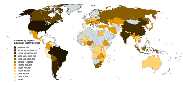 Countries by soybean production in 2020 Countries by soybean production in 2020.png