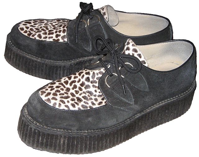 Typical black suede creepers fashionable during the 1950s