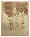 244 recto. Quattro ragazzini (uno in toga) ballano la tarantella.