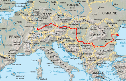 Course of the Danube, marked in red