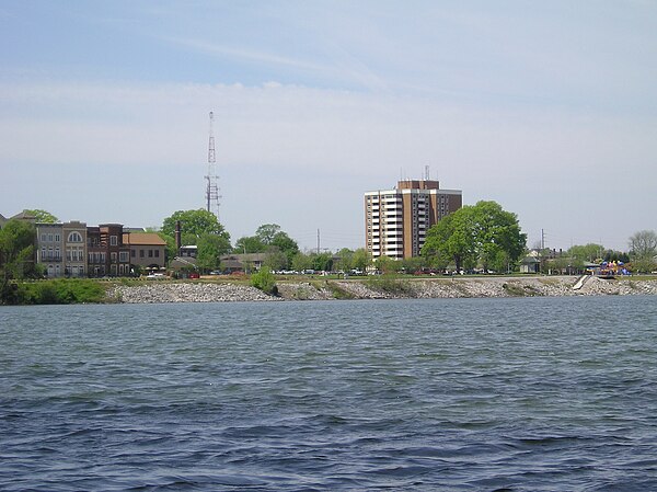 Decatur seen from the Tennessee River, is the third largest city in North Alabama