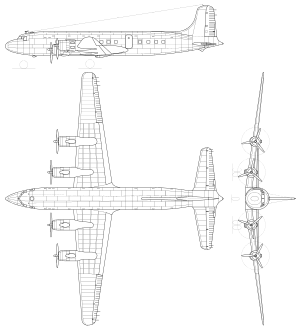 Douglas DC-6 3 view.svg