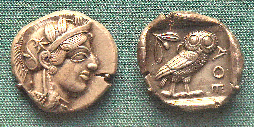                                     حضارة اليونان 1024px-EarlyAthenianCoin
