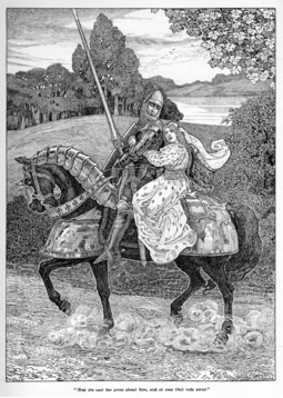 "Enid and Geraint Reconciled", Louis Rhead and George Rhead's illustration for Idylls of the King (1898) Enid and Geraint Reconciled.png